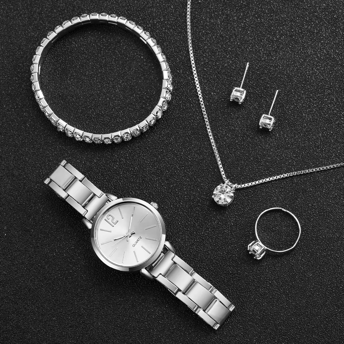 Women's Watch & Diamond Jewellery 6PCS Gift Set - Image 5